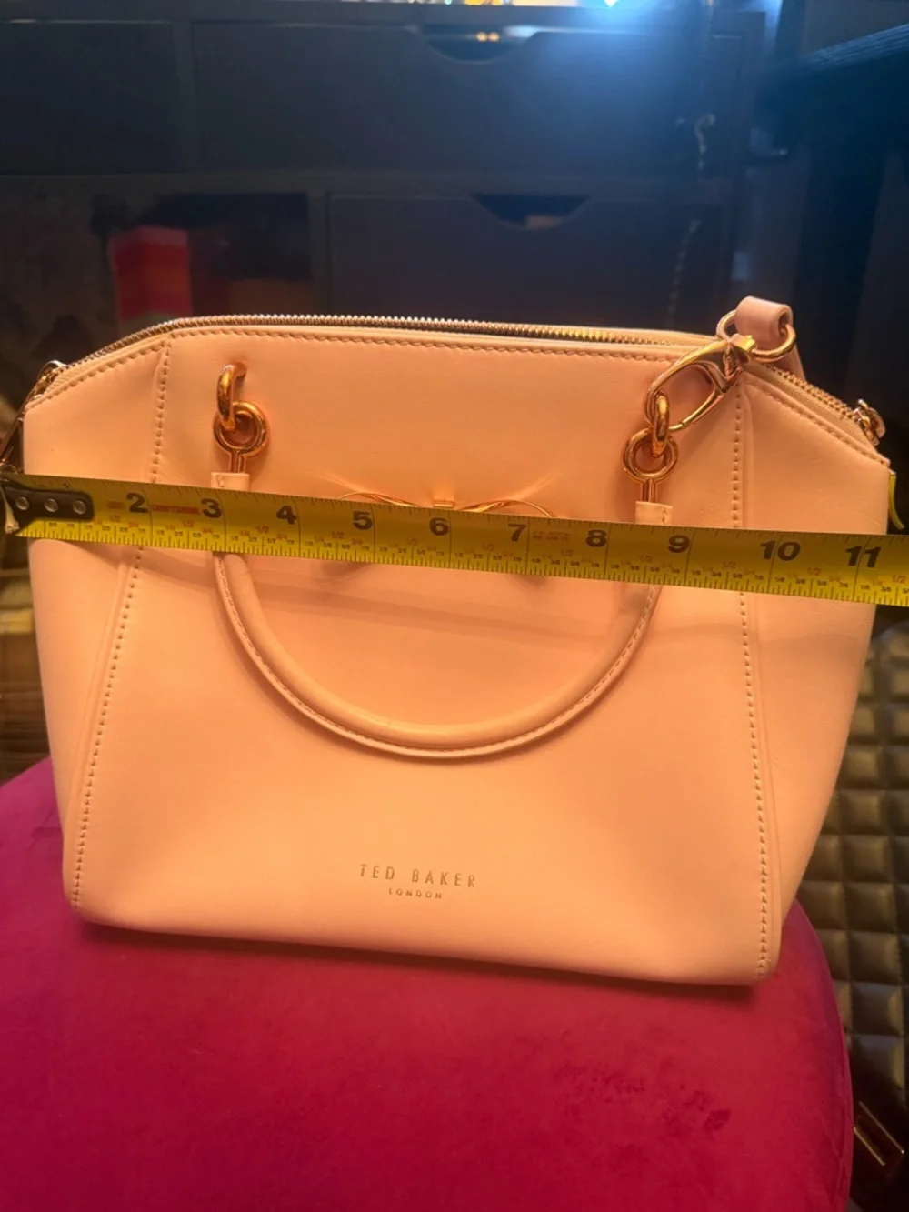Ted Baker Pale Pink Bow Satchel with Gold Hardware - Picture 4 of 6